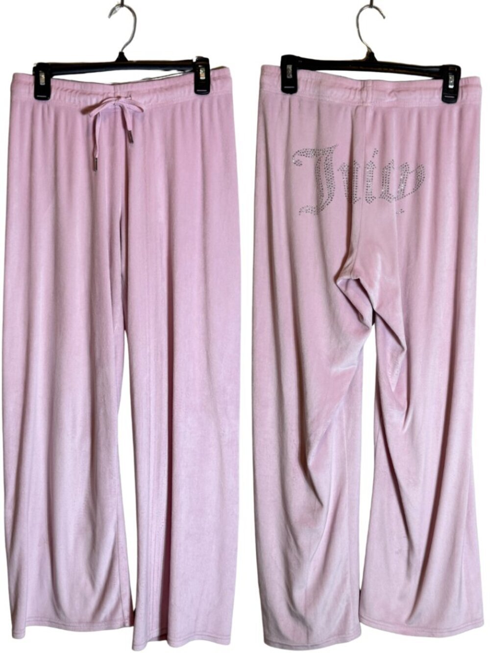 Y2K Juicy Couture Bedazzled Straight Leg Sweatpants Women's Medium Pink Lounge